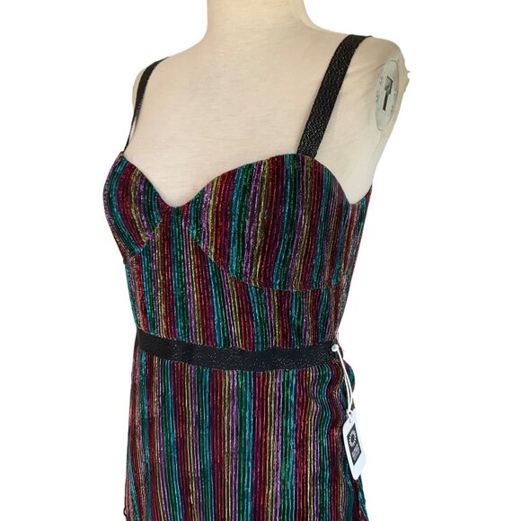 Saylor Aviva Dress in Rainbow Small New Womens Metallic Knit Midi - Picture 5 of 15